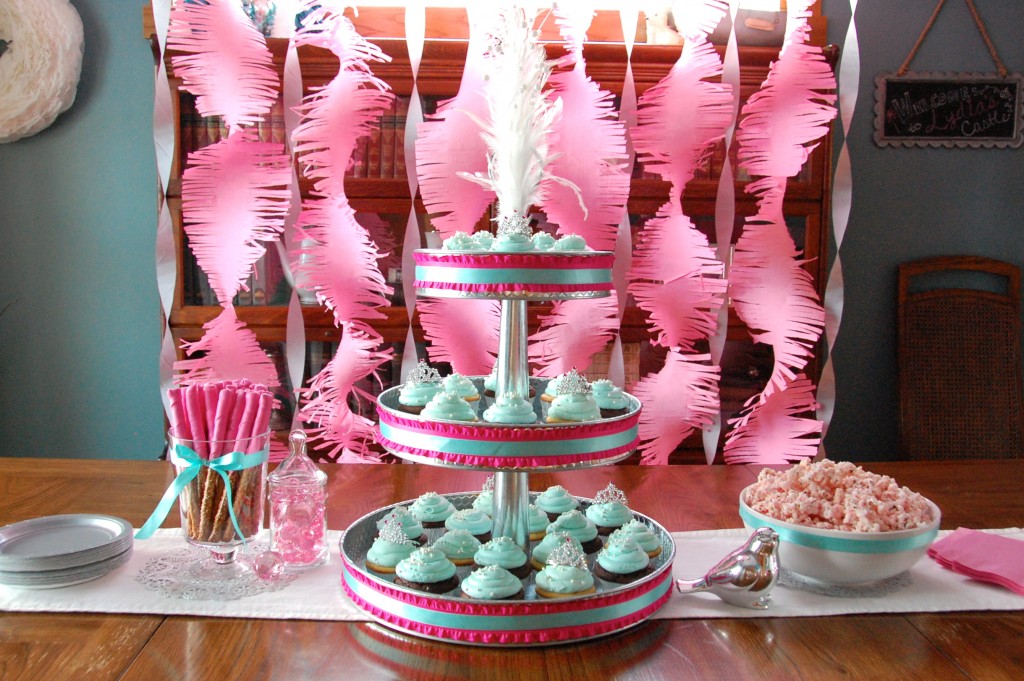 Princess Party Cake Table with Cupcakes