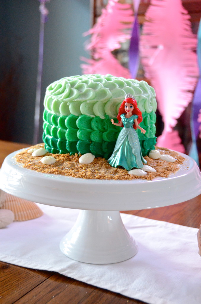 Little Mermaid birthday party cake ombre