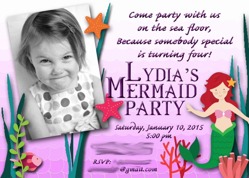 Mermaid Party Birthday Invitation